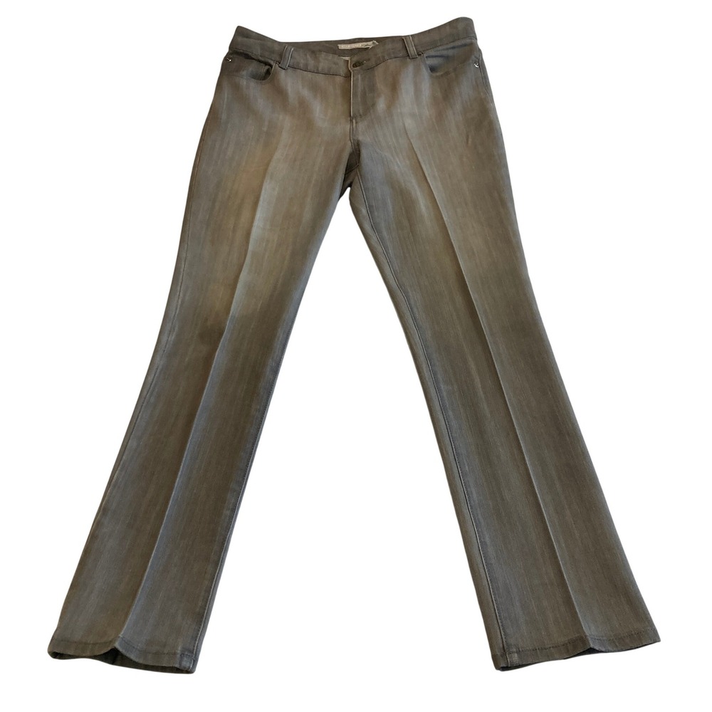 Chicos Platinum Jeans 2 Reg (34x31) Ultimate Fit Slim Leg Gray Metallic Stretch